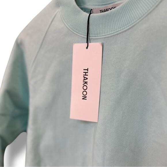 Thakoon - NWT Teal Blue Cropped Crewneck Sweatshirt Size Small - Picture 3 of 8